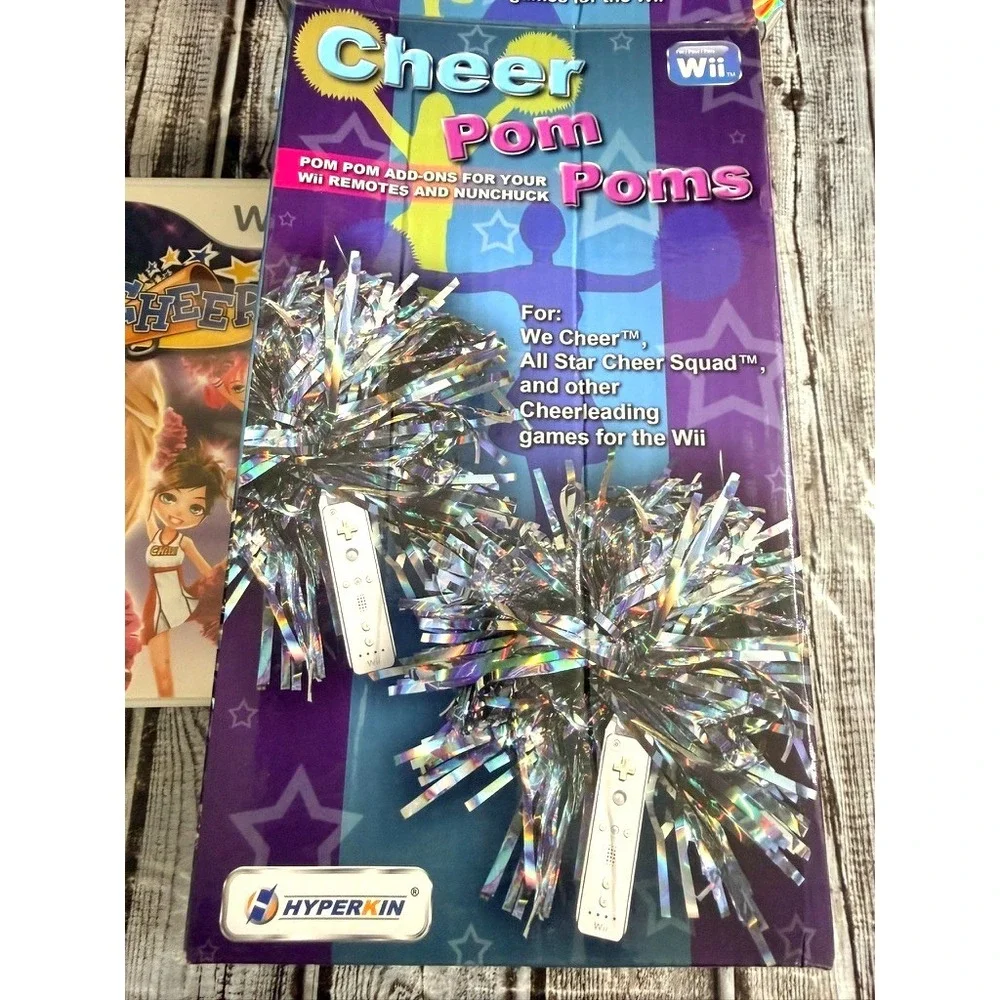 We Cheer Wii Nintendo Game Complete + Cheer Pom Pom Controller Bundle